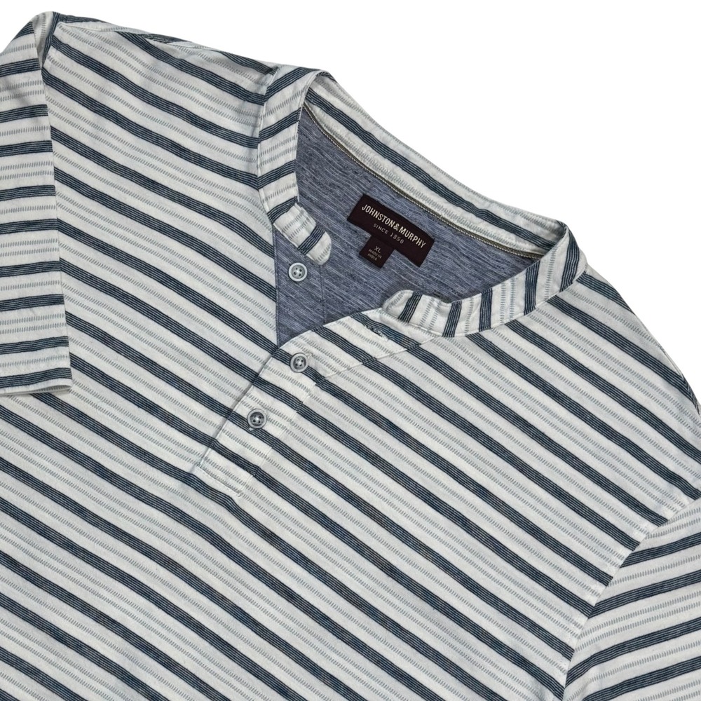 Johnston & Murphy Men's Size XL‎  Striped T Shirt Short Sleeve Tee Blue White